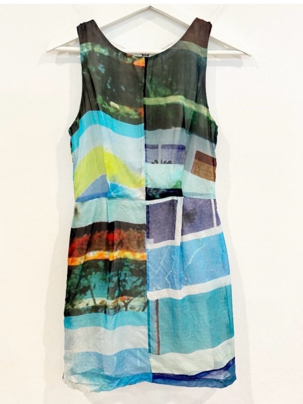 Rag and Bone Tribeca Dress Size 2 Multi Color Silk Abstract Minimalist Grunge